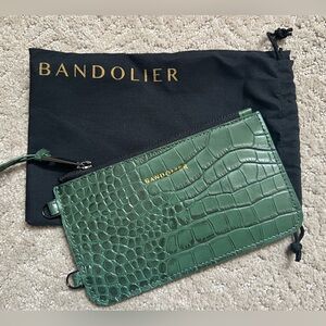 Bandolier brand new green croc minimal pouch.  Never used